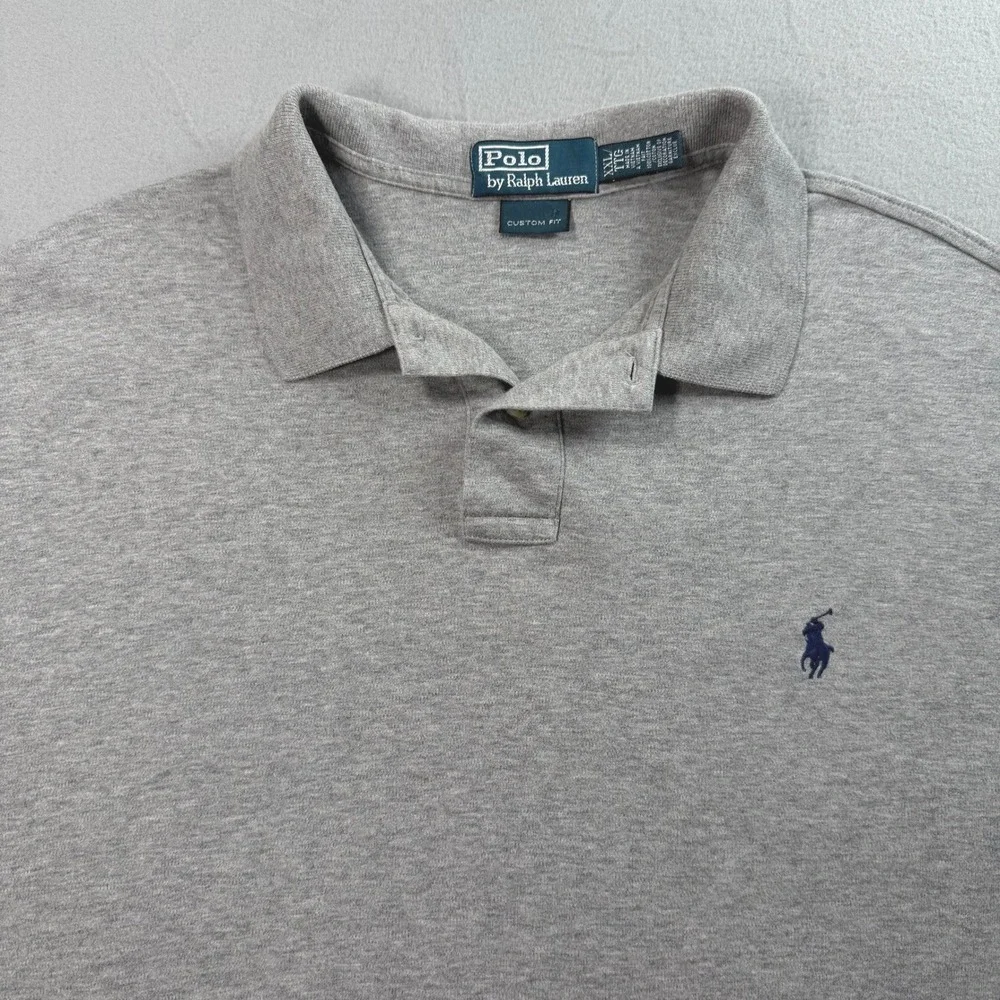 Polo Ralph Lauren Men's Gray Custom Fit Polo Shirt Sz XXL Short Sleeve